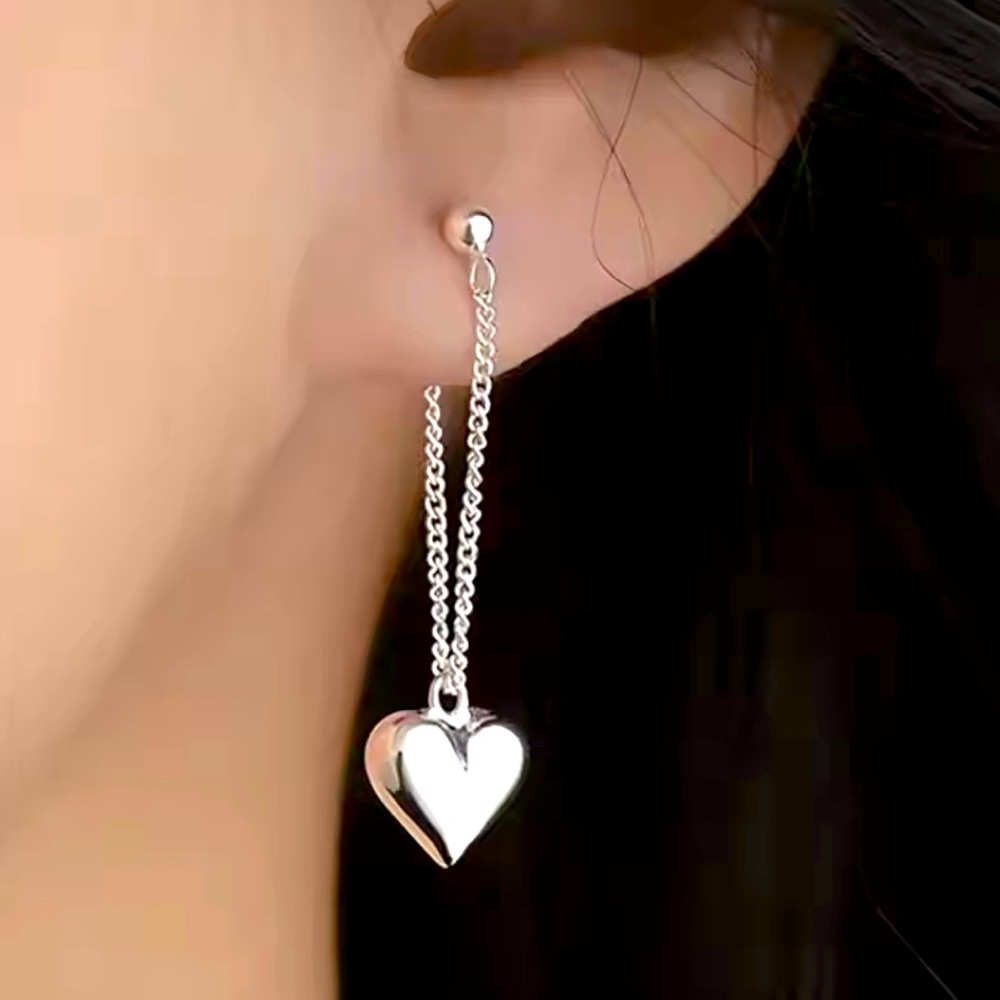 Sterling Silver Heart Chain earrings New